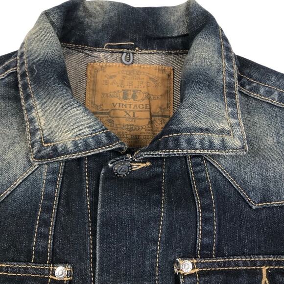 BARE FOX VTG Denim Vest XL Blue Retro Gorpcore Goth Cowboy Western Outdoor Y2K - Picture 4 of 8